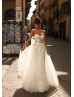 Ivory Lace Tulle Sweet Wedding Dress With Jacket